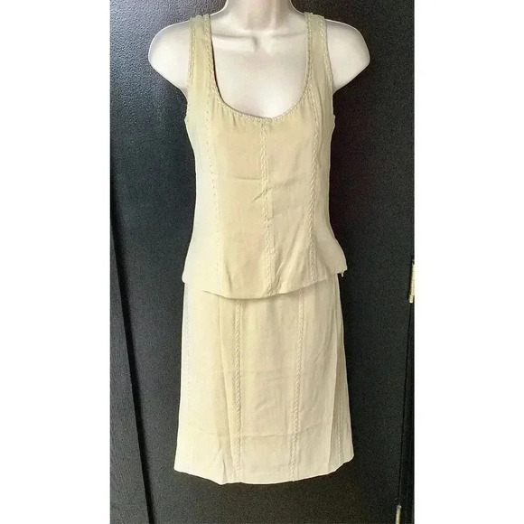 Doncaster Womens Cream Silk Blend Top and Pencil Skirt Suit Set 2 Piece Size 8 - Picture 1 of 14